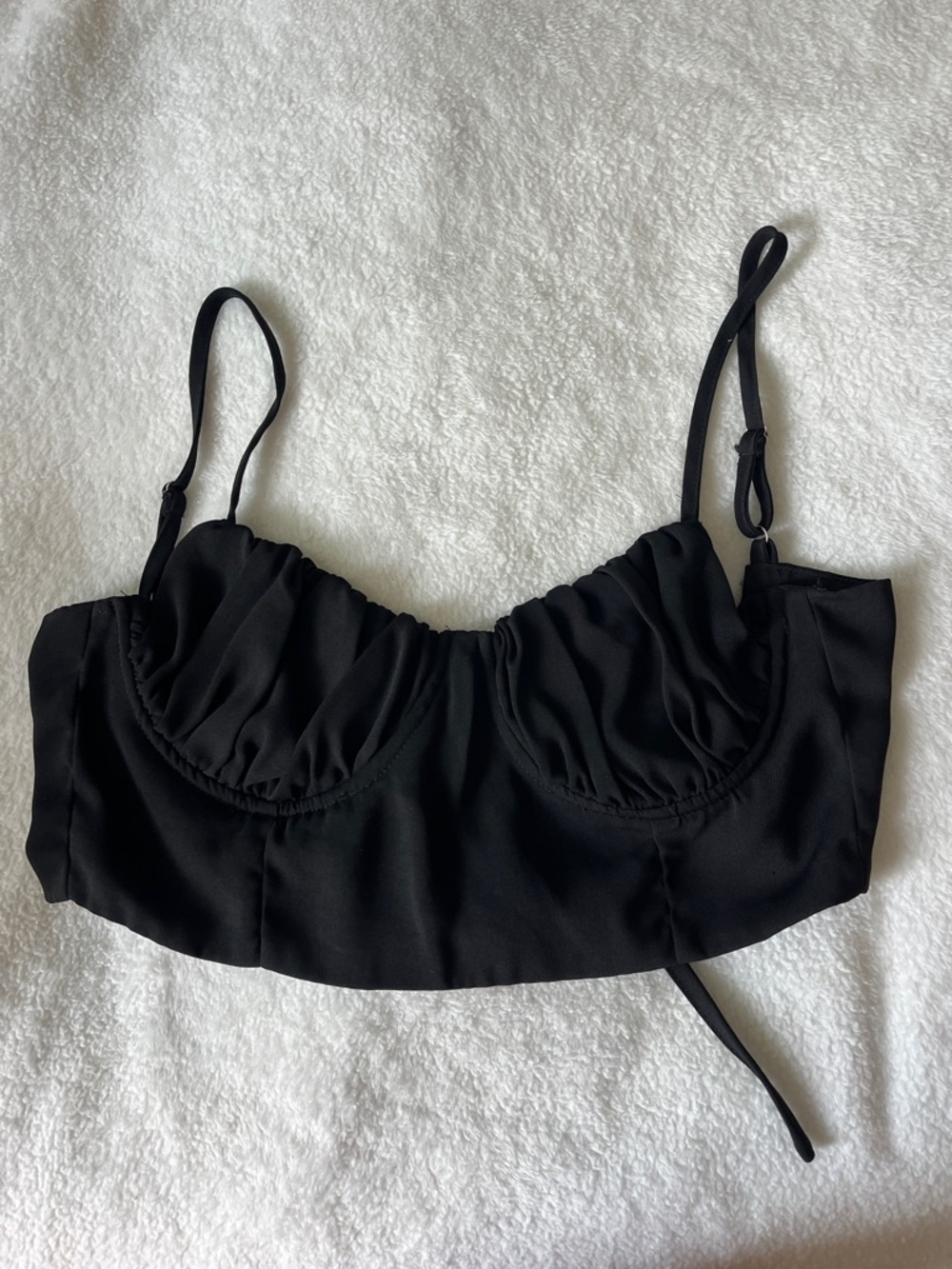 Forever 21 Black Bustier Crop Top with Spaghetti Straps